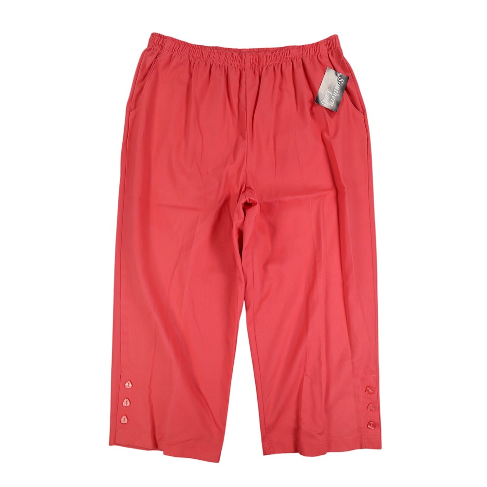 Southern Lady Capri Pants Womens Large Fruit Punch Coral Pull On NWT Deadstock